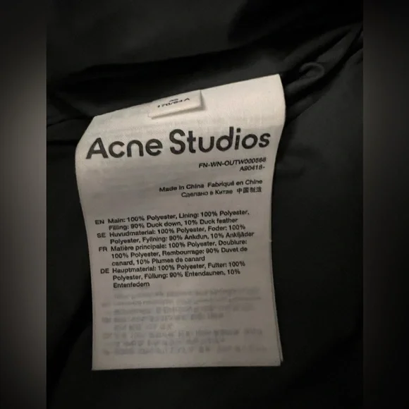 Acne Studios Black Cropped Puffer Jacket - Picture 4 of 7